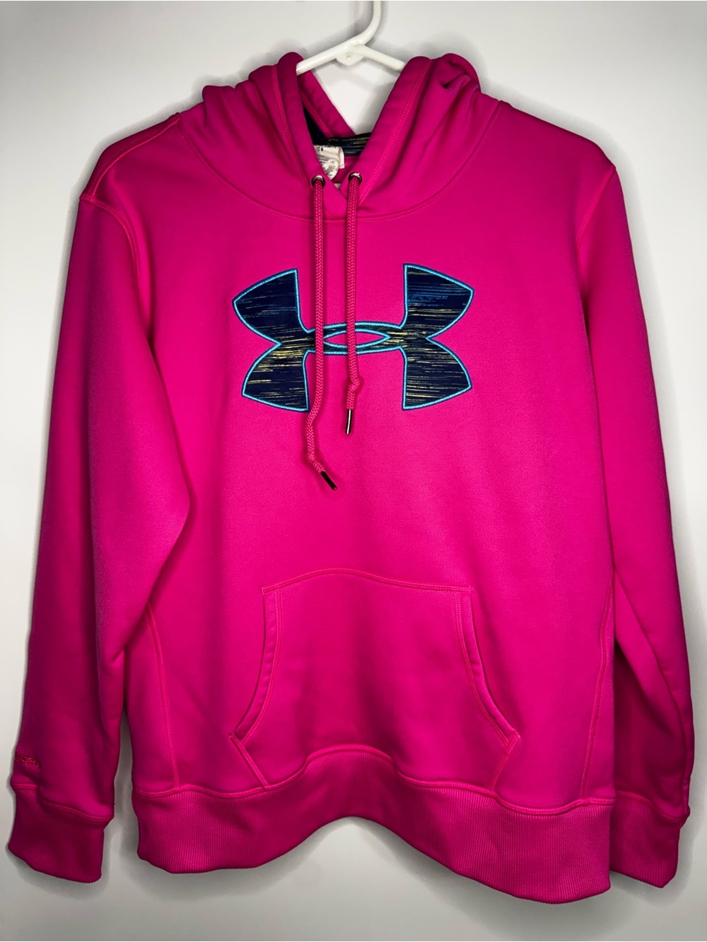Under Armour Hot Pink Hoodie with Navy Logo Accent